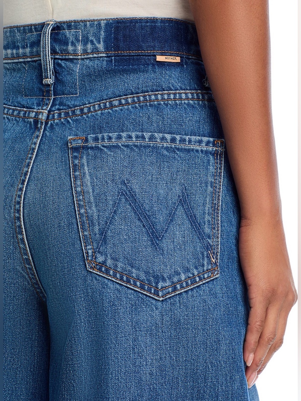 MOTHER The Headiner Sneak High Rise Wide Leg Jeans in Green Thumb - Picture 5 of 8